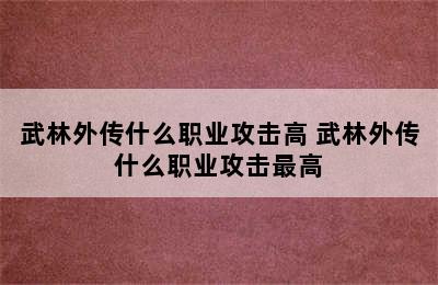 武林外传什么职业攻击高 武林外传什么职业攻击最高